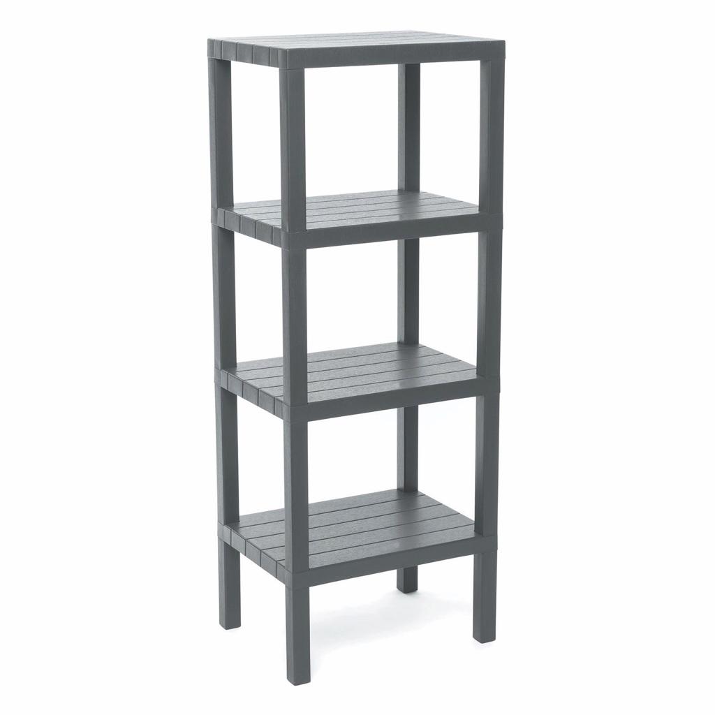 4-Shelf Gray Modular Unit Plastic 38x29x100 cm (5563)