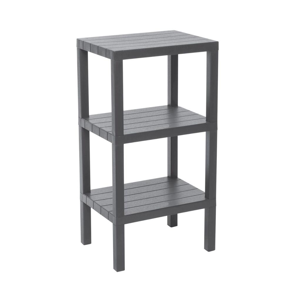 3-Shelf Gray Modular Storage Unit Plastic 38x29x74 cm
