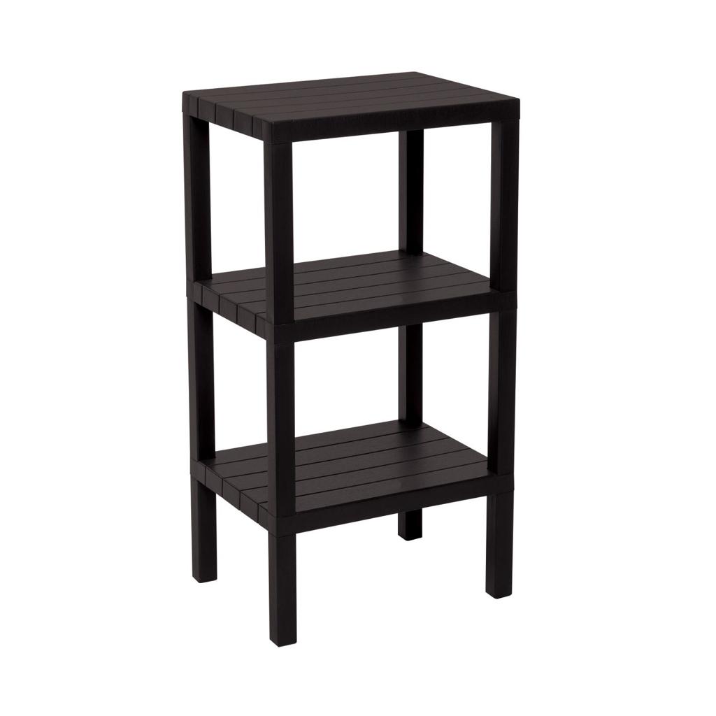 3-Shelf Black Modular Storage Unit Plastic 38x29x74 cm
