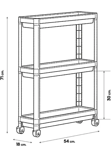 White Multi-Purpose 3-Tier Rolling Shelf Unit (5563) #2