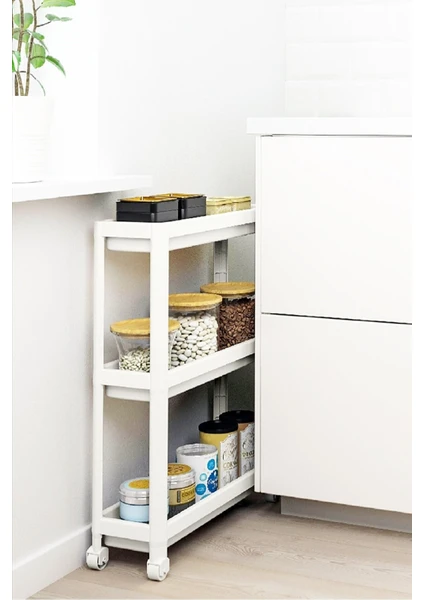 White Multi-Purpose 3-Tier Rolling Shelf Unit (5563) #4