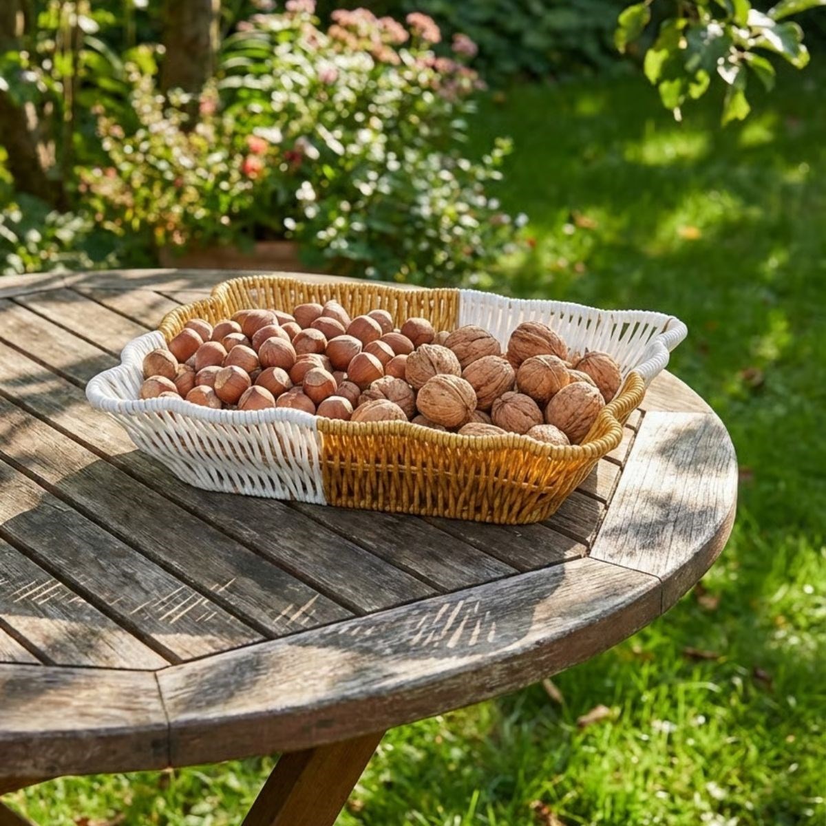 Rectangular Two-Tone Plastic Rattan Bread and Fruit Basket (5563) #3