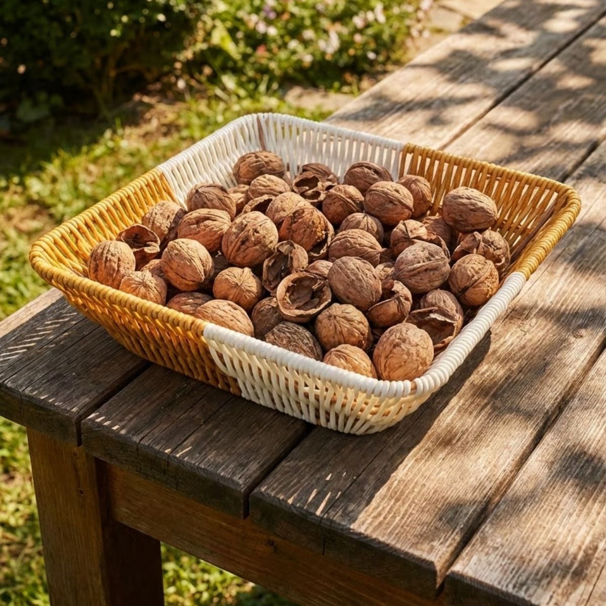 Square Two-Tone Plastic Rattan Bread & Fruit Basket - Multi-Purpose Organizer #4