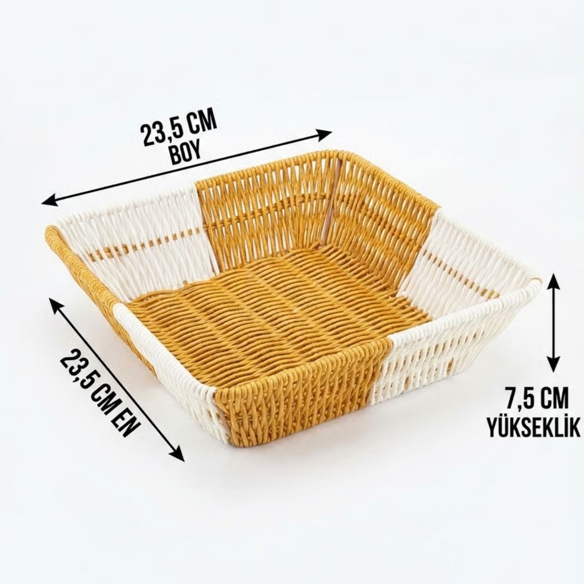 Square Two-Tone Plastic Rattan Bread & Fruit Basket - Multi-Purpose Organizer #5