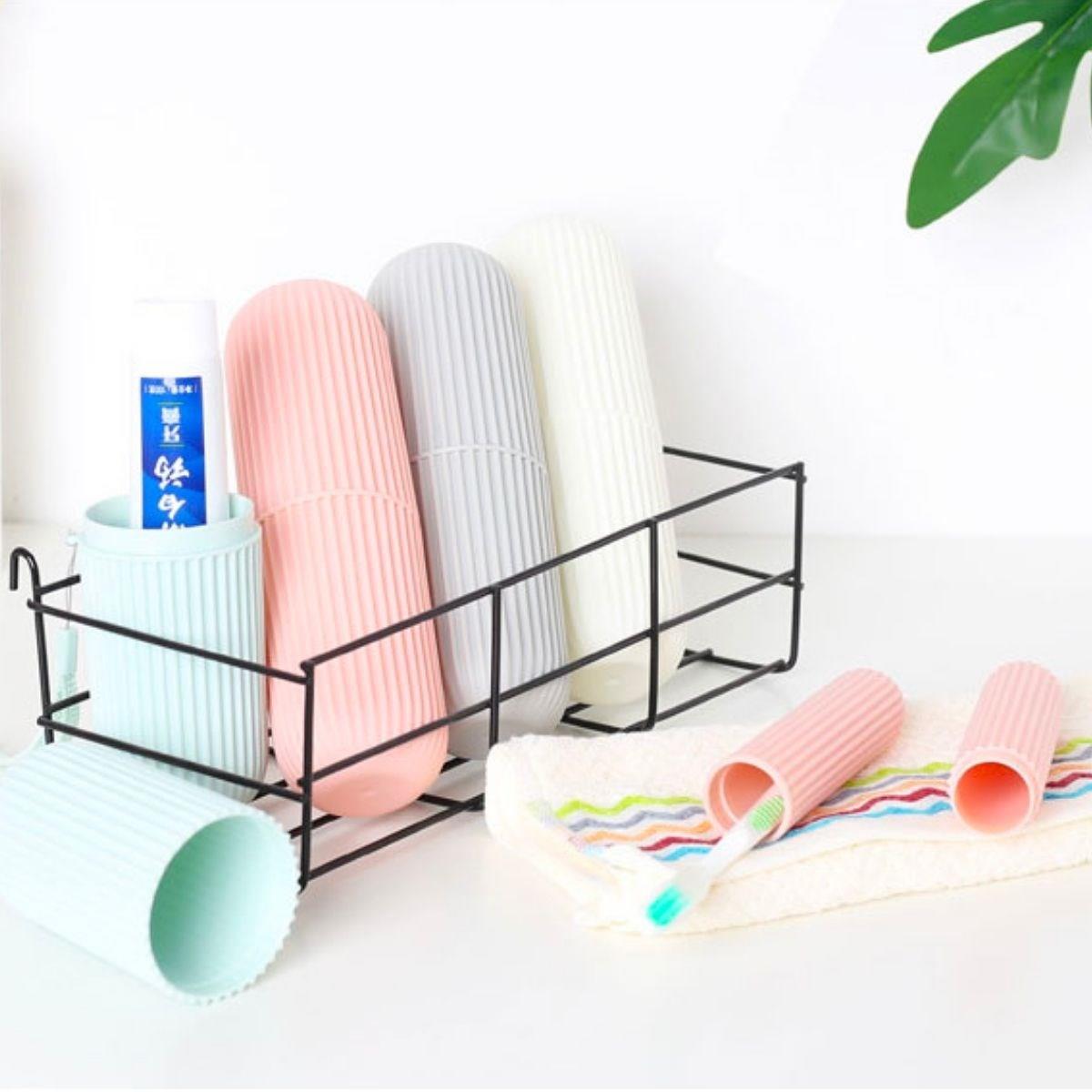 Travel Toothbrush Case with Cord - Multi-Purpose Cylindrical Storage Box (5563) #4