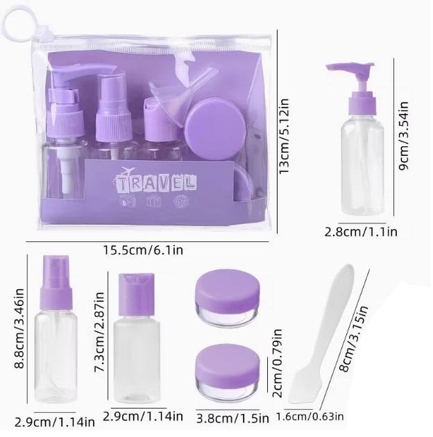 6-Piece Travel Empty Bottle Set with Colored Caps (5563) #2