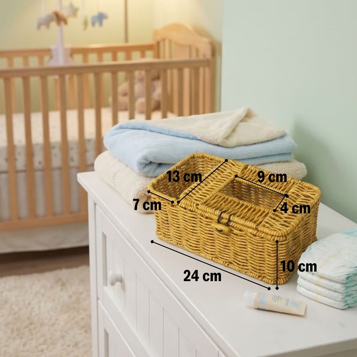 Compartmented Natural Rattan-Look Woven Makeup, Jewelry & Towel Organizer Basket (5563) #5