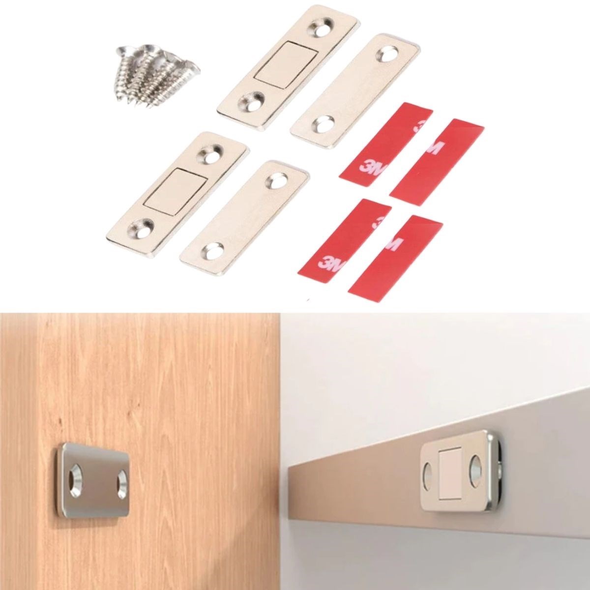 2 Pairs Magnetic Cabinet Door Drawer Furniture Stopper Close