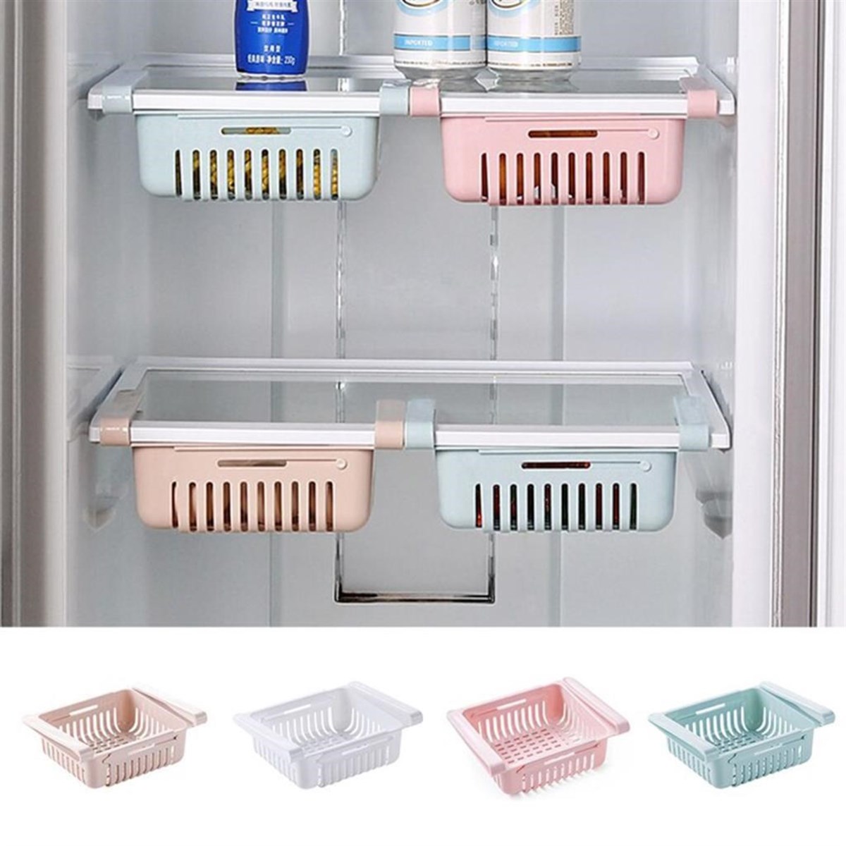 Expandable Refrigerator Organizer Basket Shelf (5563)