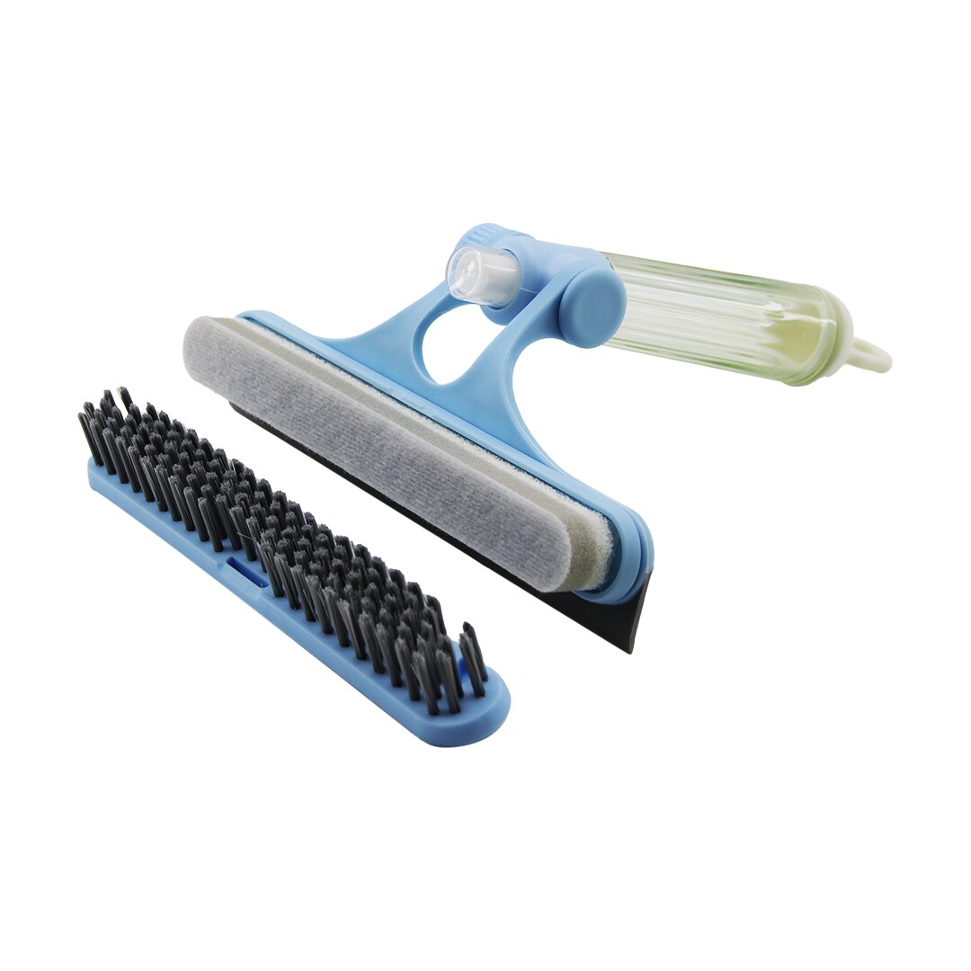 3-in-1 Window Cleaner Squeegee - Sponge - Brush Tool Swivel