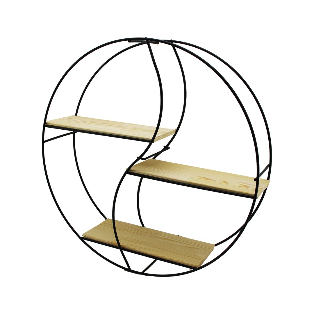 SEMBOL - YUVARLAK 3 KATLI METAL DEKORATİF DUVAR RAF 60 x 14