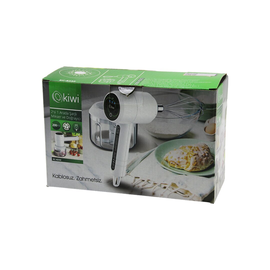 KİWİ KC-8232 2İN1 USB ŞARJLI MİKSER - DOĞRAYICI 20W200ML3-KA