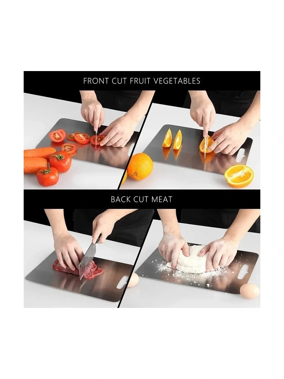 Paslanmaz Çelik Kesme Tahtası 24X15 cm Mutfak Sebze Et Kesme Tahtası Doğrama Tahtası Mutfak Aksesuarları (5563) #3