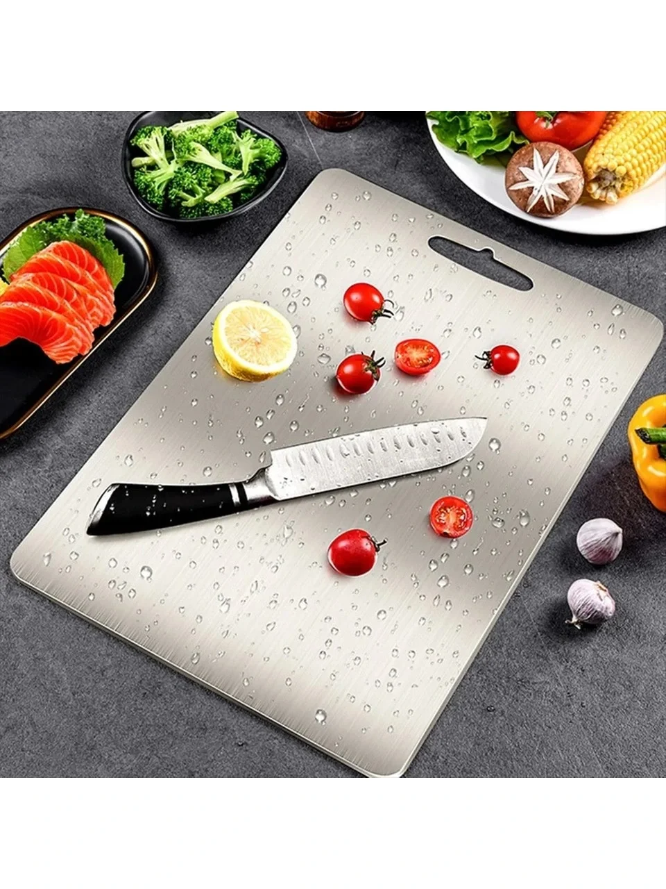 Paslanmaz Çelik Kesme Tahtası  20X30 cm Mutfak Sebze Et Kesme Tahtası Doğrama Tahtası Mutfak Aksesuarları (5563) #2