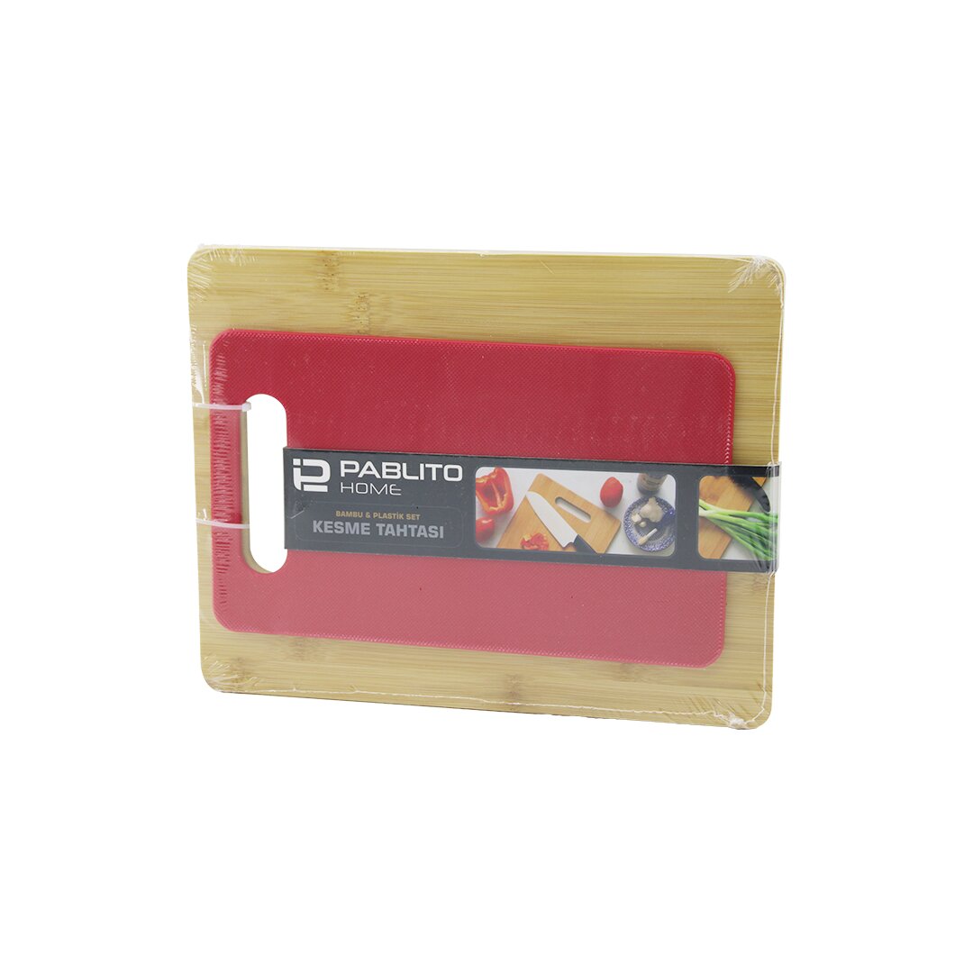 2-Piece Cutting Board Set - Bamboo Wood & Plastic (5563)
