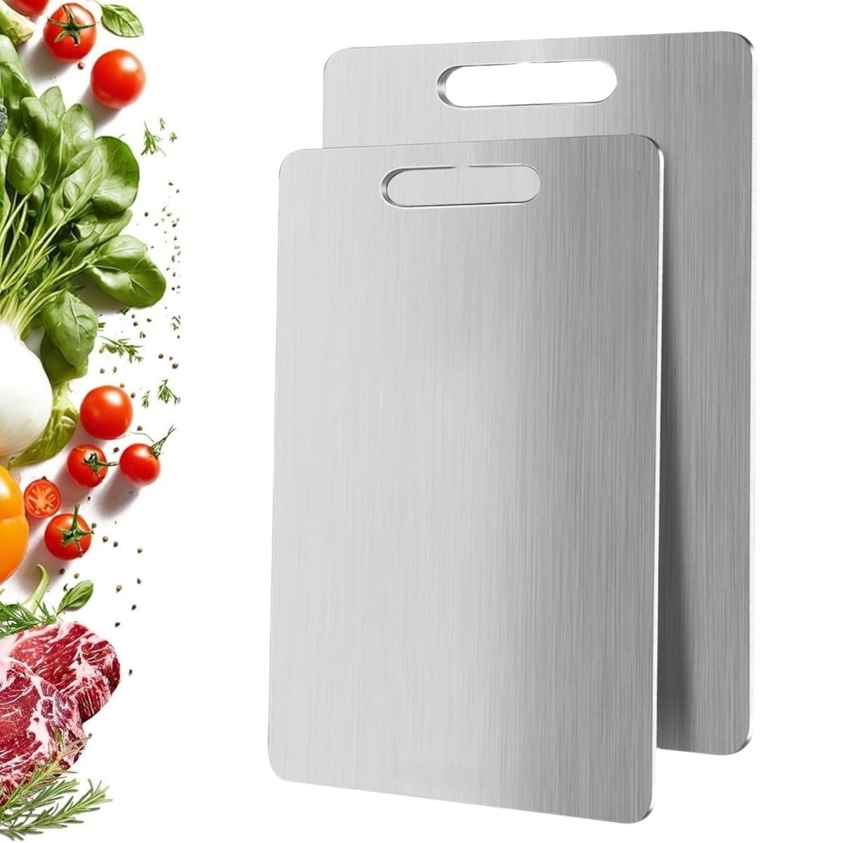 2-Size Stainless Steel Cutting Board Set - Stain-Resistant,