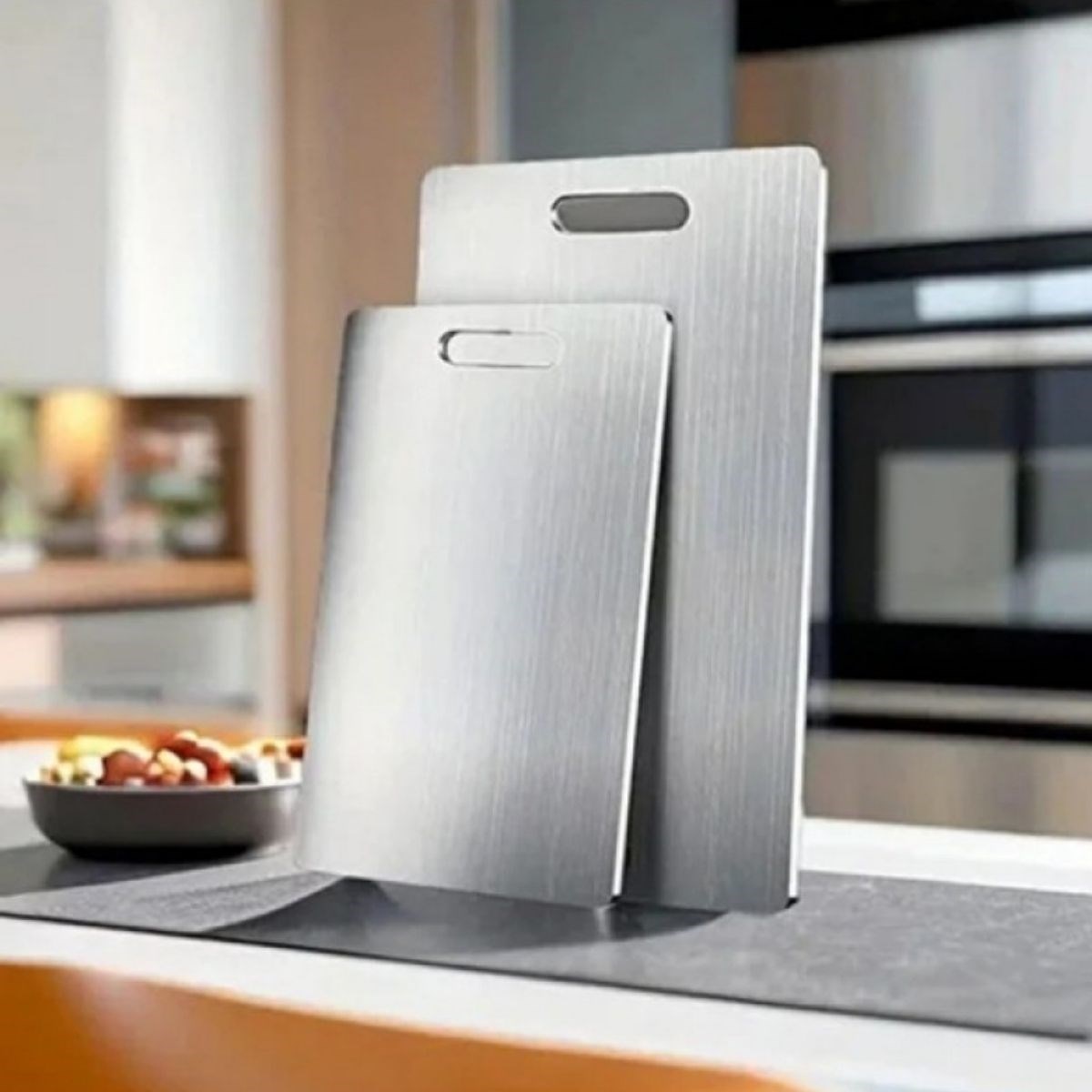 2 Boy Paslanmaz Çelik Leke Tutmaz,Kırılmaz,Antibakteriyel,Elde ve Bulaşık Makinesinde Yıkanabilen Meyve,Sebze,Et,Tavuk Kesim Panosu (5563) #4