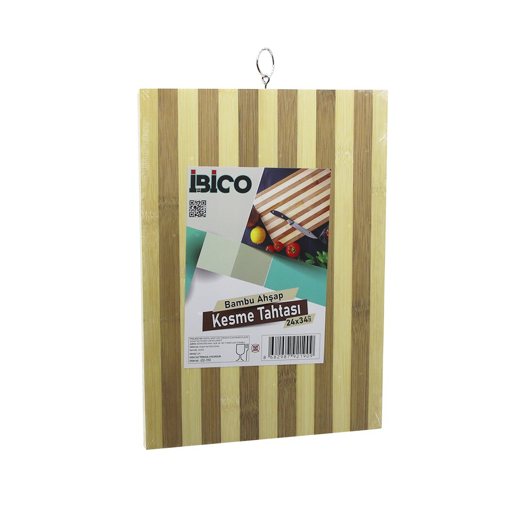 24 X 34 X 1.4CM White Striped Bamboo Wood Cutting Board with