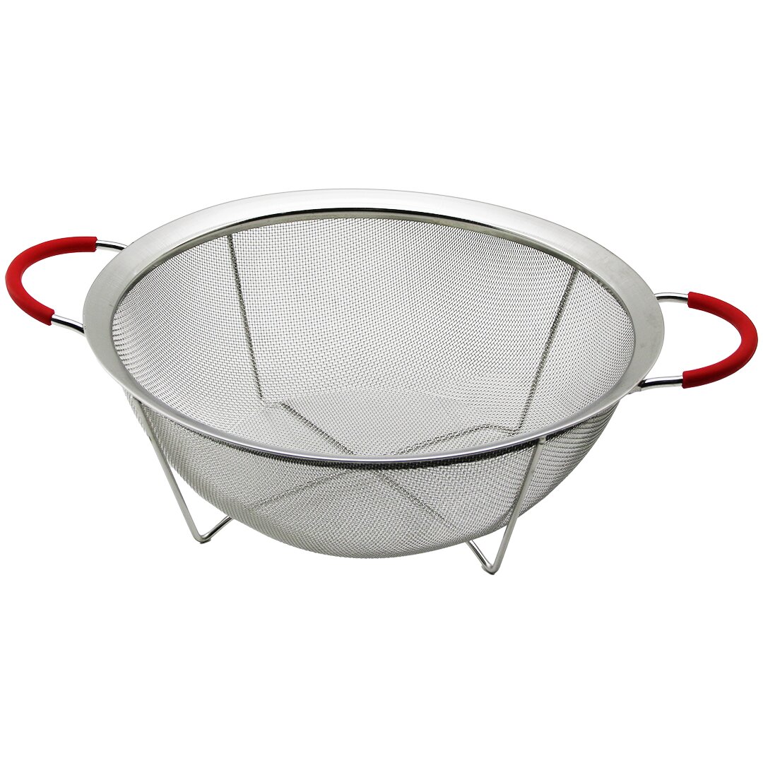 28CM TEL SEPET METAL SÜZGEÇ SİLİKON KILIFLI KULP METAL ÇERÇE