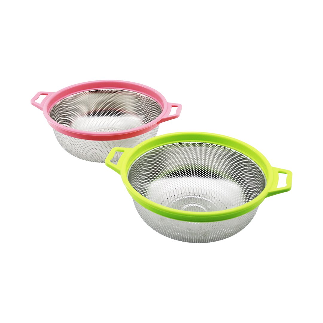 24CM RENKLİ PLASTİK ÇERÇEVE - KULPLU ÇELİK SEPET METAL SÜZGE