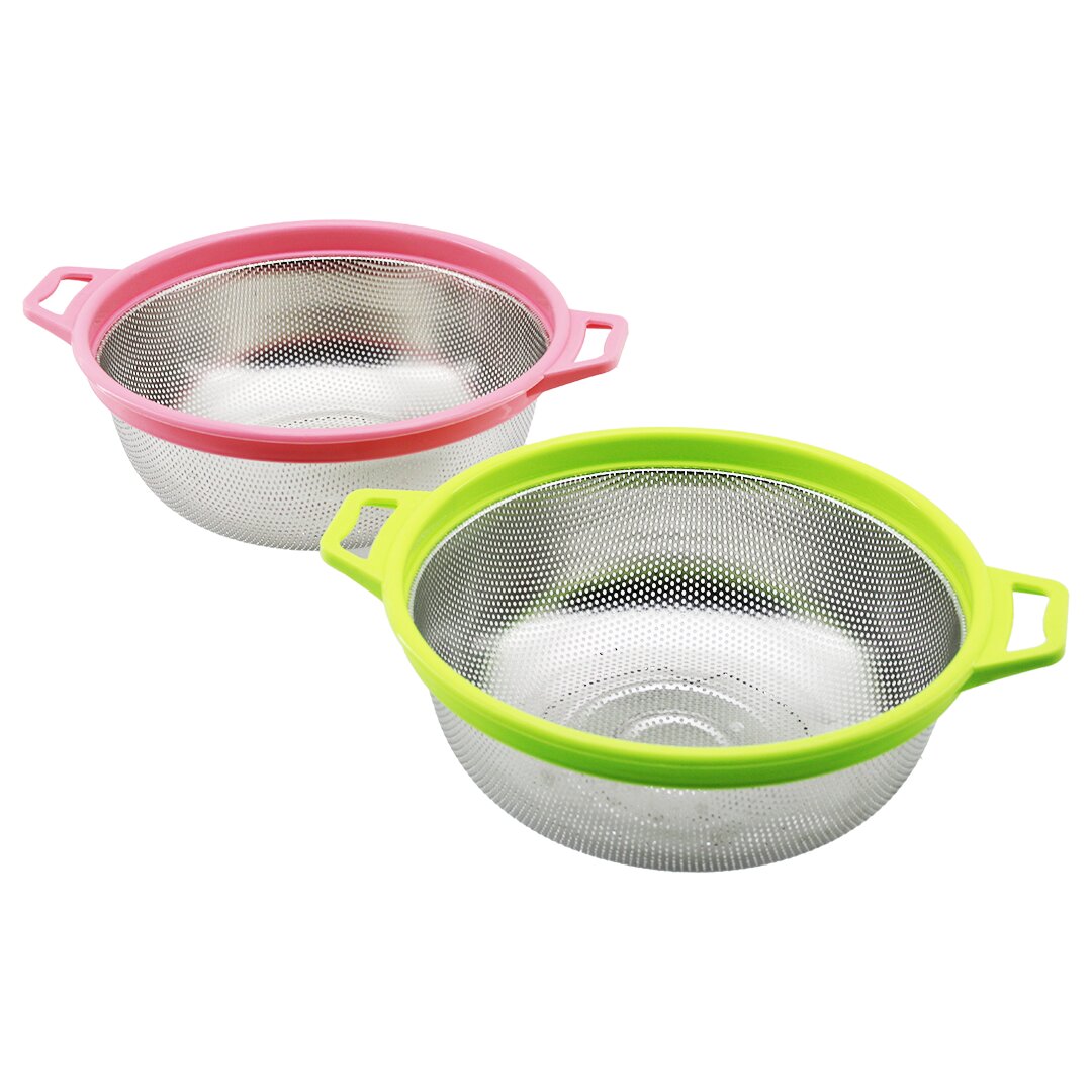 27CM RENKLİ PLASTİK ÇERÇEVE - KULPLU ÇELİK SEPET METAL SÜZGE