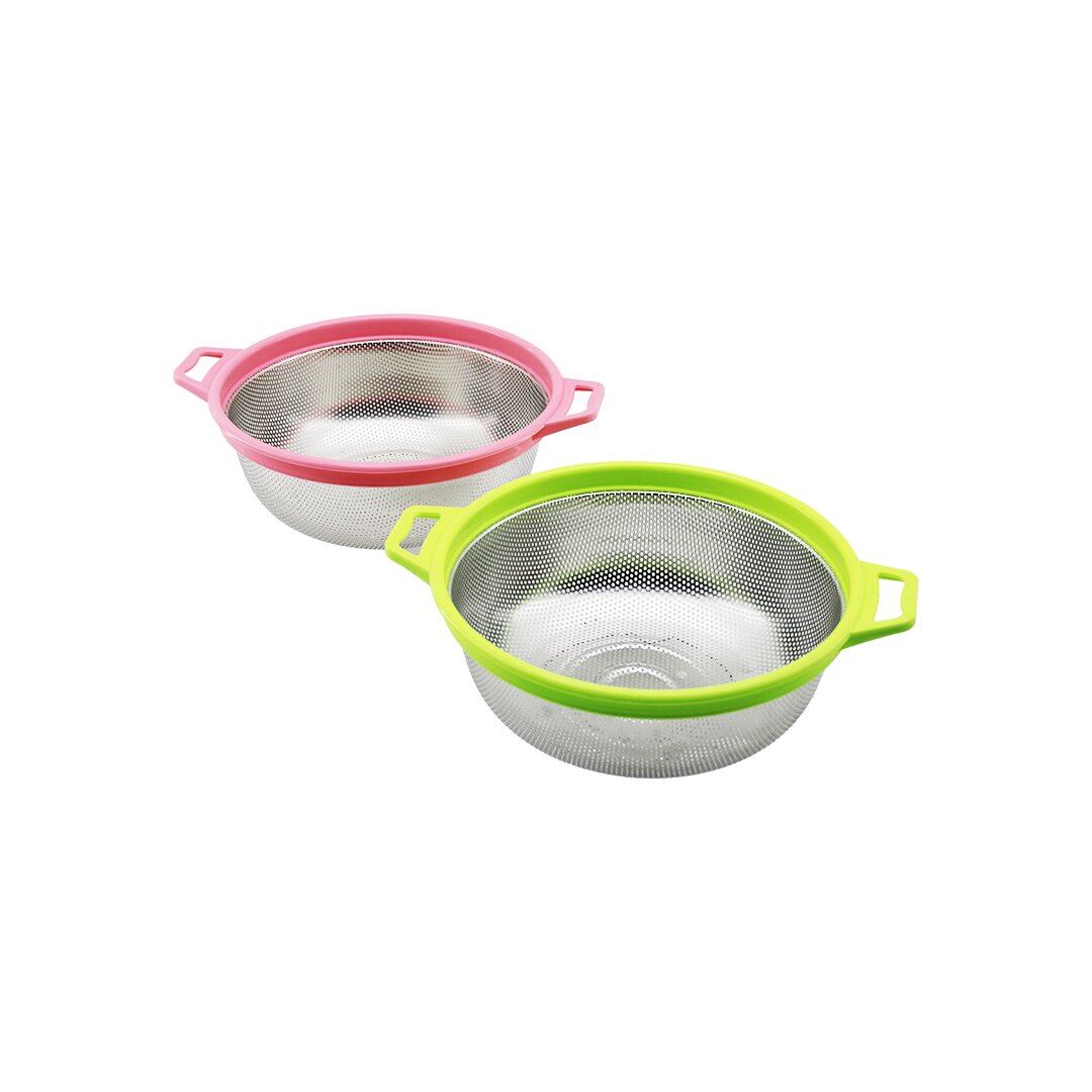 21CM RENKLİ PLASTİK ÇERÇEVE - KULPLU ÇELİK SEPET METAL SÜZGE