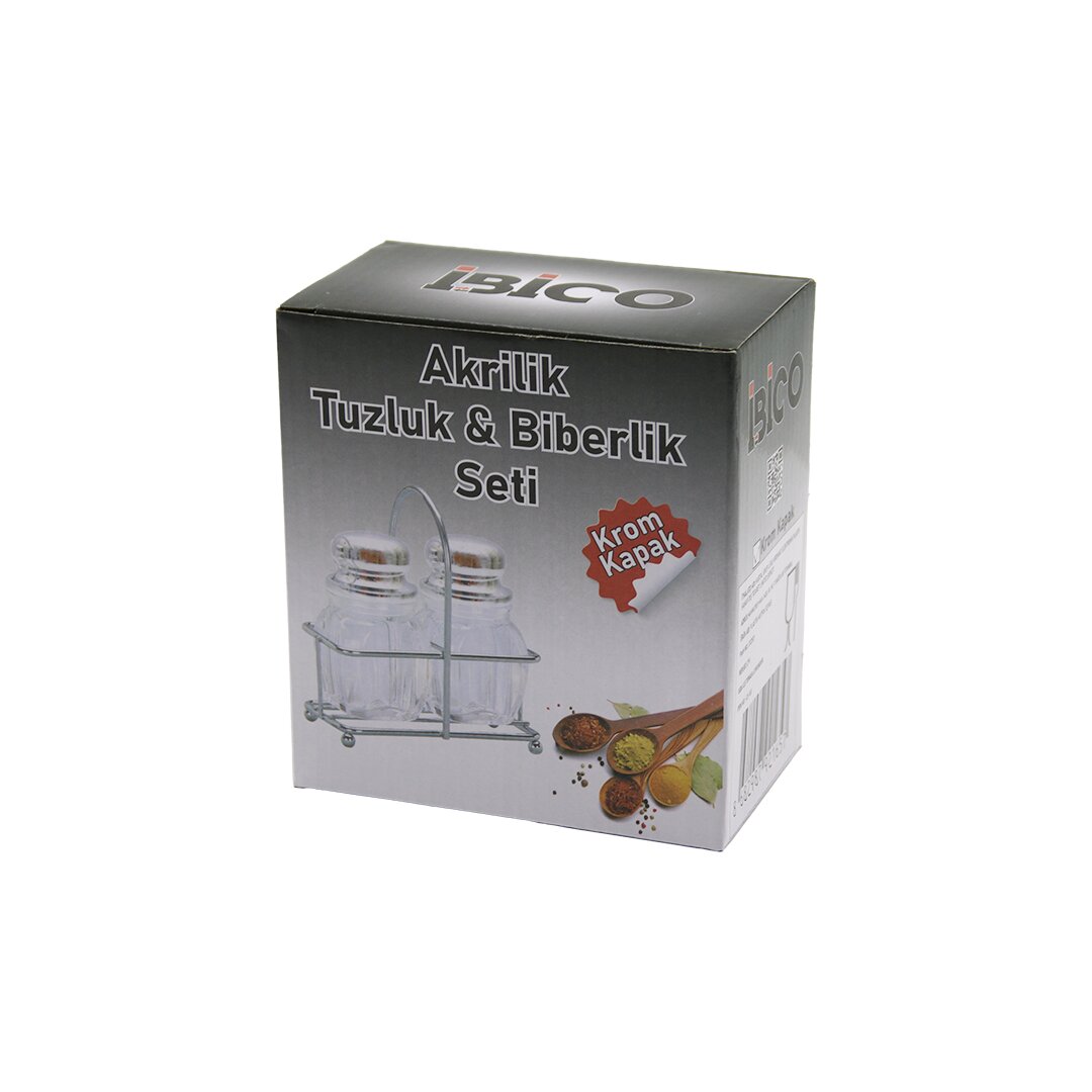 2PCS KROM KAPAK AKRİLİK TUZLUK - BİBERLİK - BAHARATLIK METAL