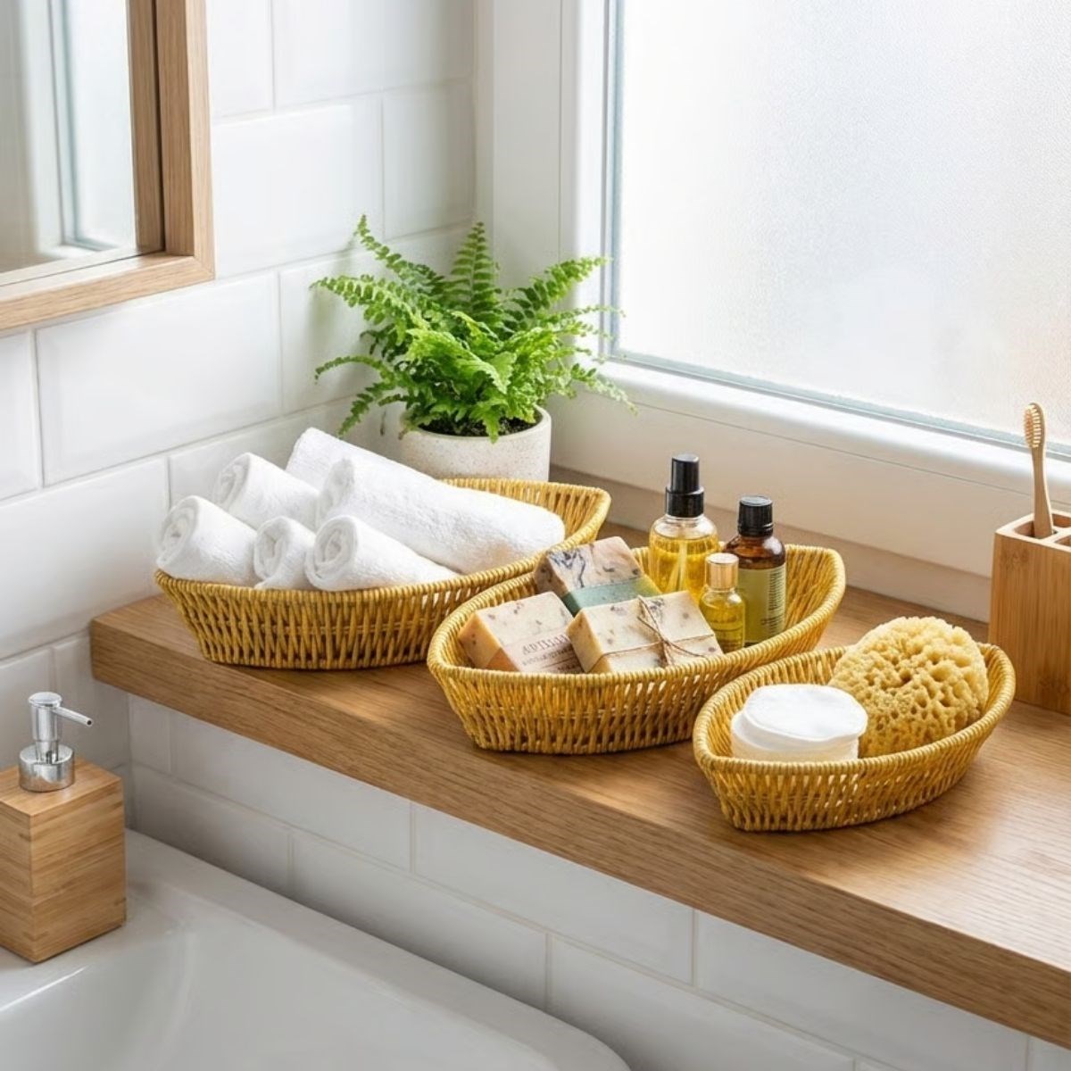 3er Set Bootförmige Kunststoff-Rattankörbe – Geflechtoptik Brot-, Obst- und Präsentationskörbe, Mehrzweck-Tischorganizer (5563) #2