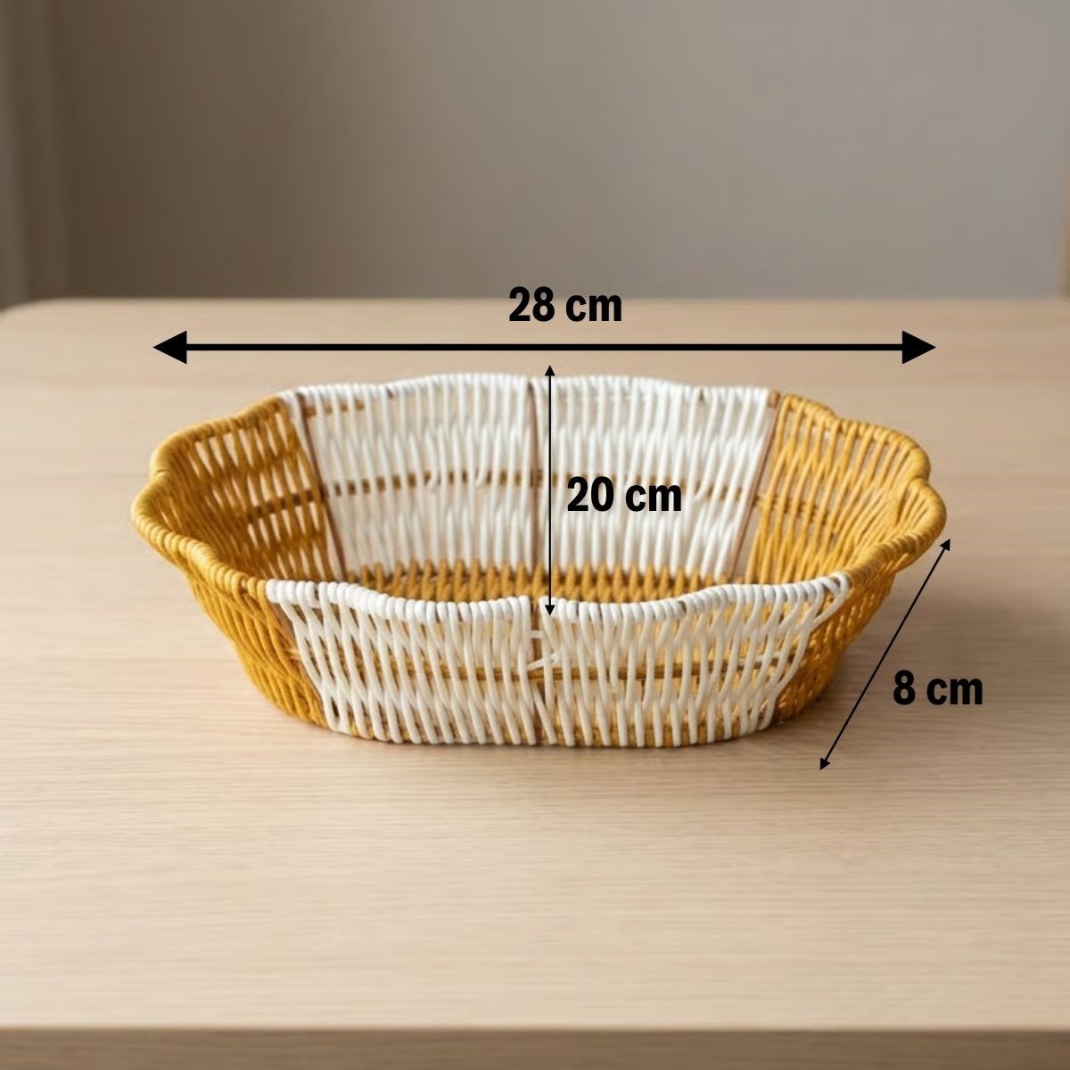Oval Çift Renkli Plastik Rattan Ekmek ve Meyve Sepeti - Çok Amaçlı Banyo ve Mutfak Düzenleyici - Yıkanabilir Dekoratif Tezgâh Üstü Organiz (5563) #5