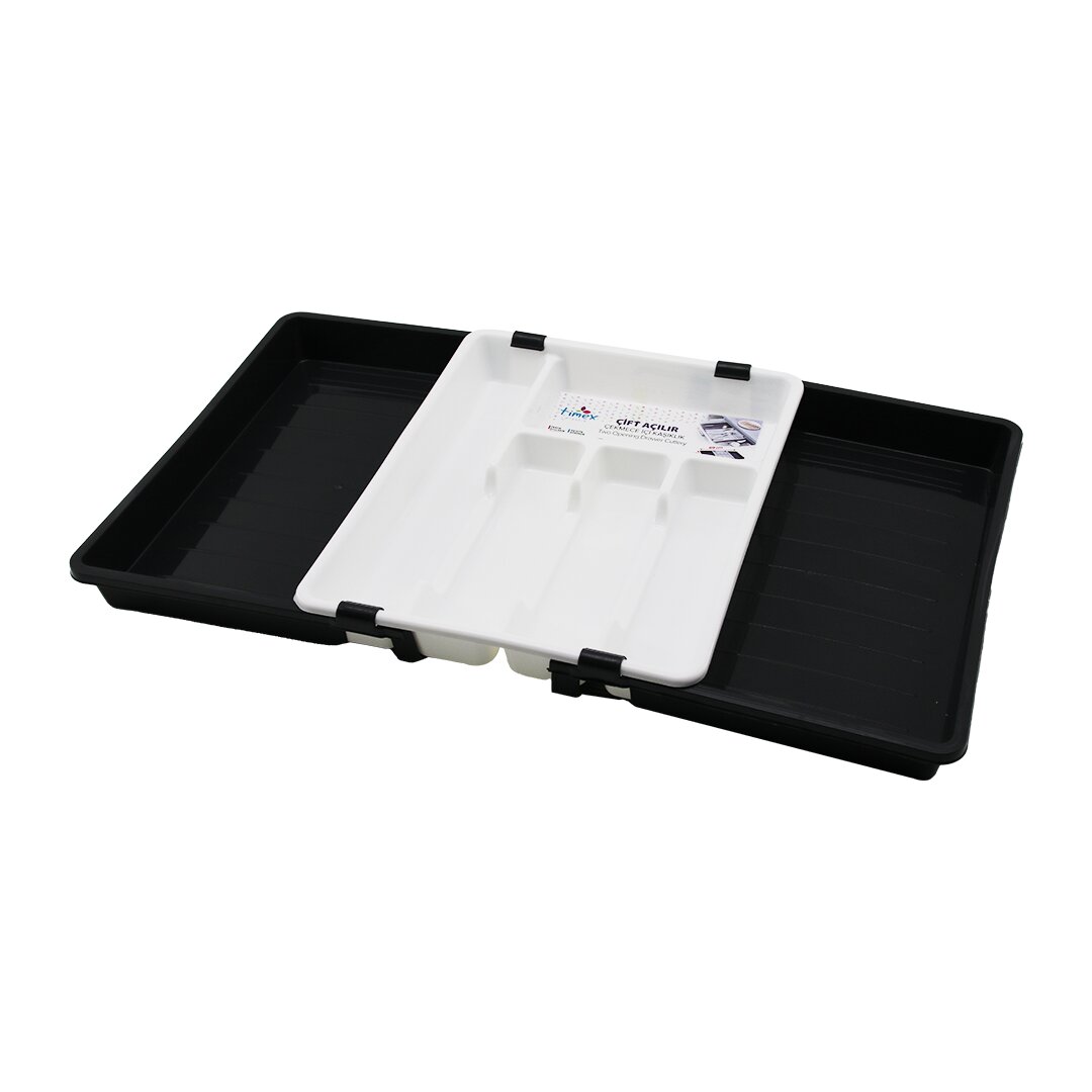 KAYAR KAŞIKLIK İKİ TARAFLI ÇİFT AÇILIR AYARLANABİLİR ÇEKMECE