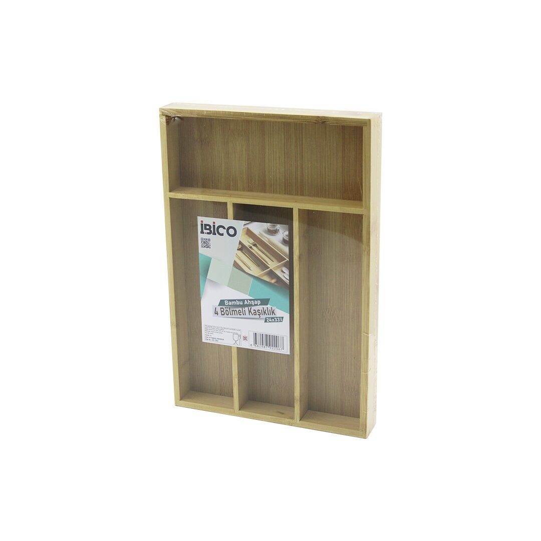 4 BÖLMELİ AHŞAP BAMBU KAŞIKLIK  24X33CM (5563)