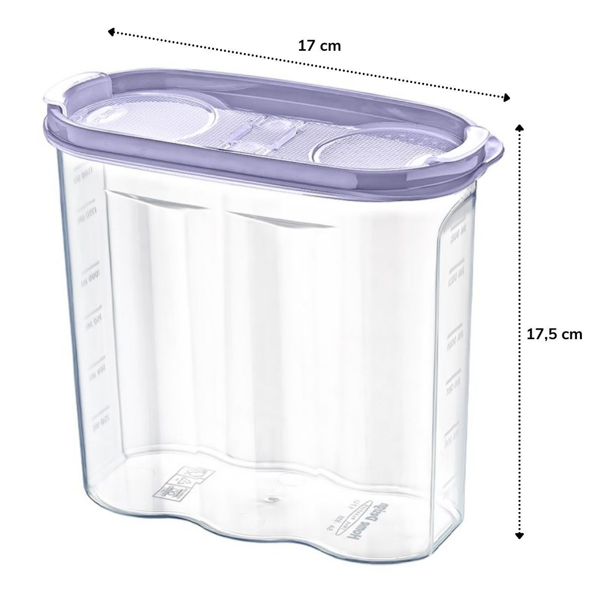 2 Kapaklı Ölçekli Erzak Kuru Gıda Saklama Kutusu Kabı - 1,7 Litre - SA935 (5563) #4