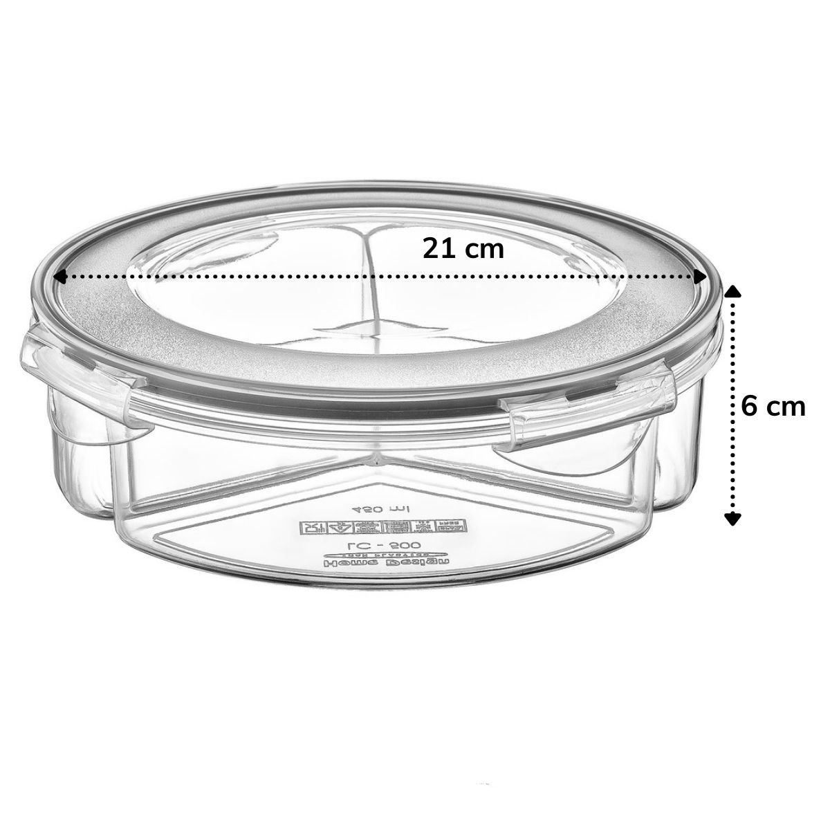 3 Bölmeli Sızdırmaz Contalı Kilitli Kapaklı 1,35 Litre yuvarlak Erzak Saklama Kabı LC-500 (5563) #3