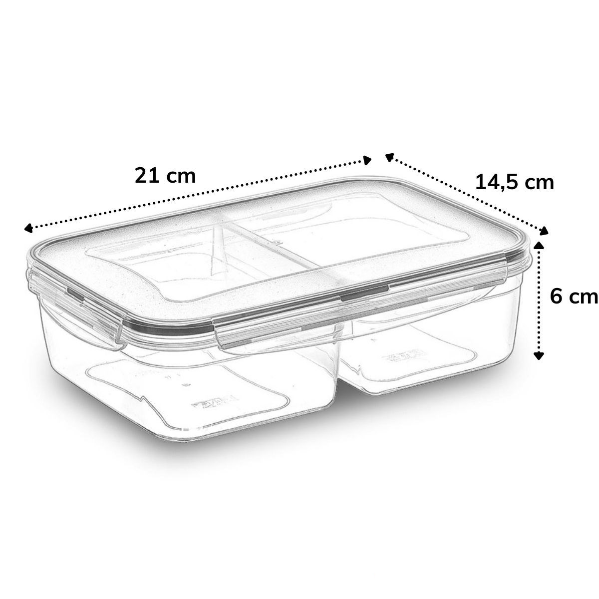 2 Bölmeli Sızdırmaz Contalı Kilitli Kapaklı 1 Litre Erzak Saklama Kabı -LC505 (5563) #4