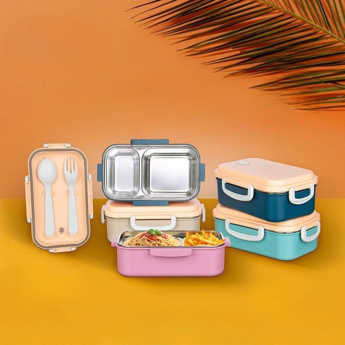 2-Compartment 150-300ml Stainless Steel Food Container (5563