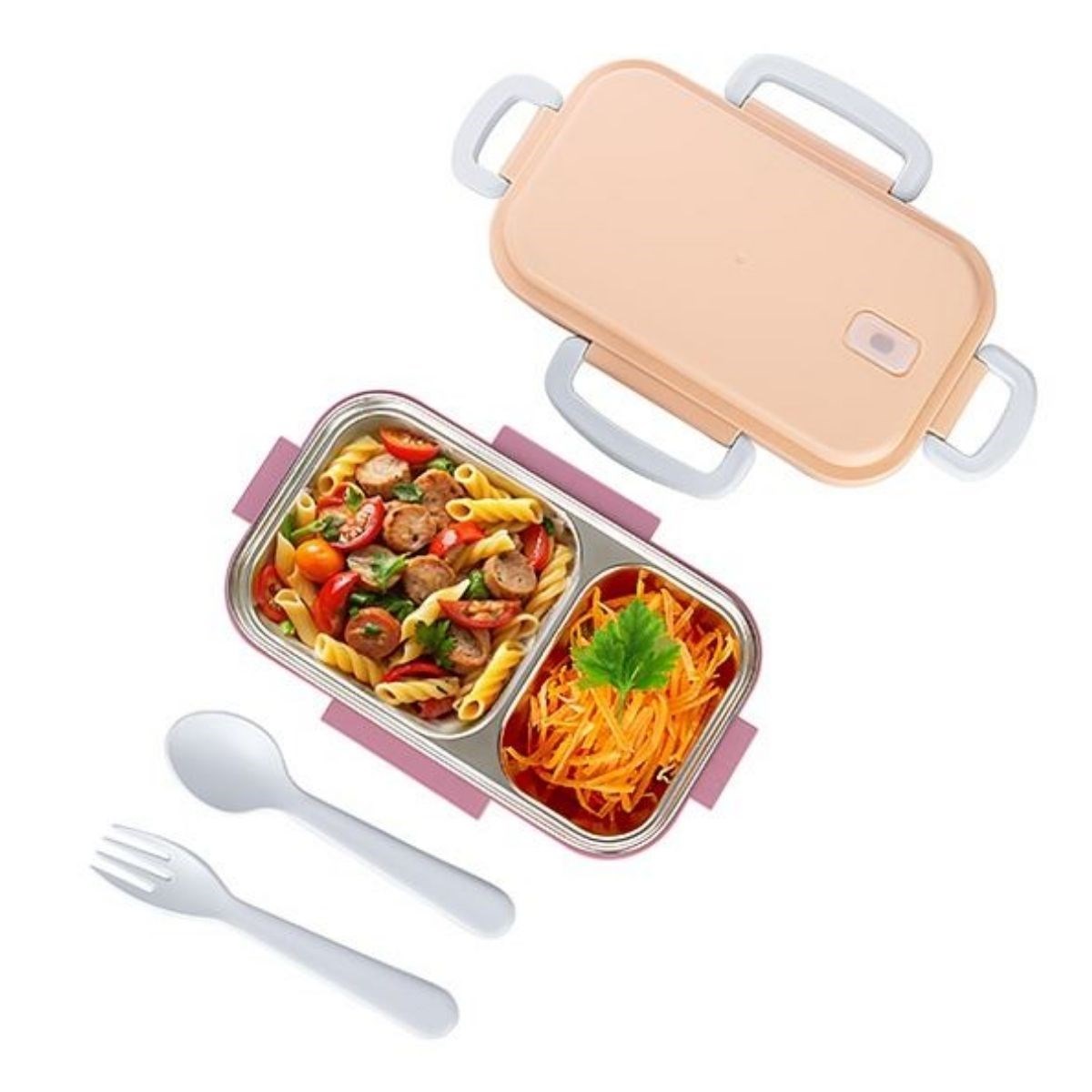 2 Bölmeli 150-300 Ml Paslanmaz Çelik Yemek Kabı Beslenme Kabı Yiyecek Saklama Kabı (5563) #4