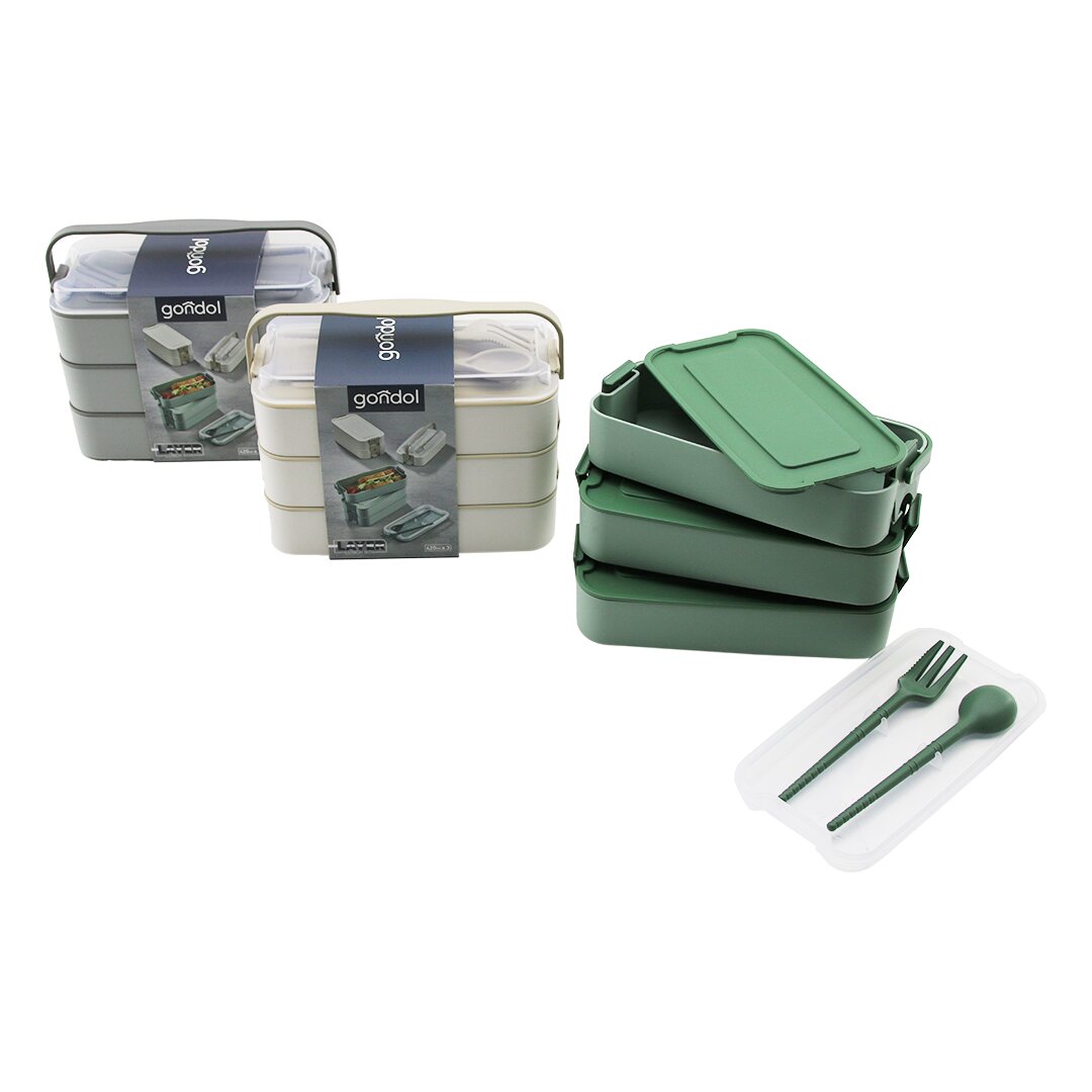 3-Layer Meal Prep Box 420ML - Fork - Spoon - Handle
