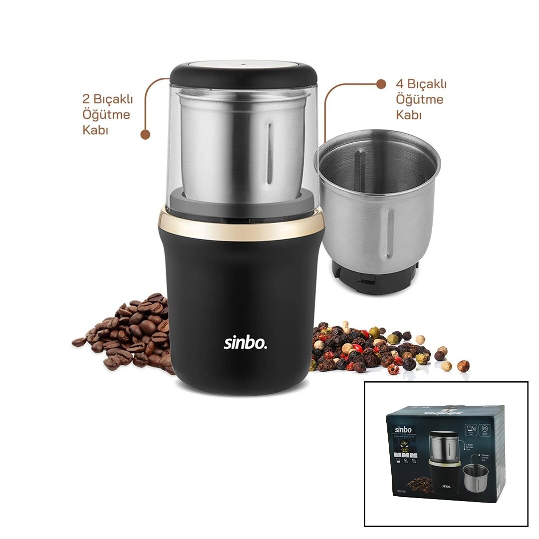 Electric Gold Coffee & Spice Grinder 2PCS Steel - 100G & 200