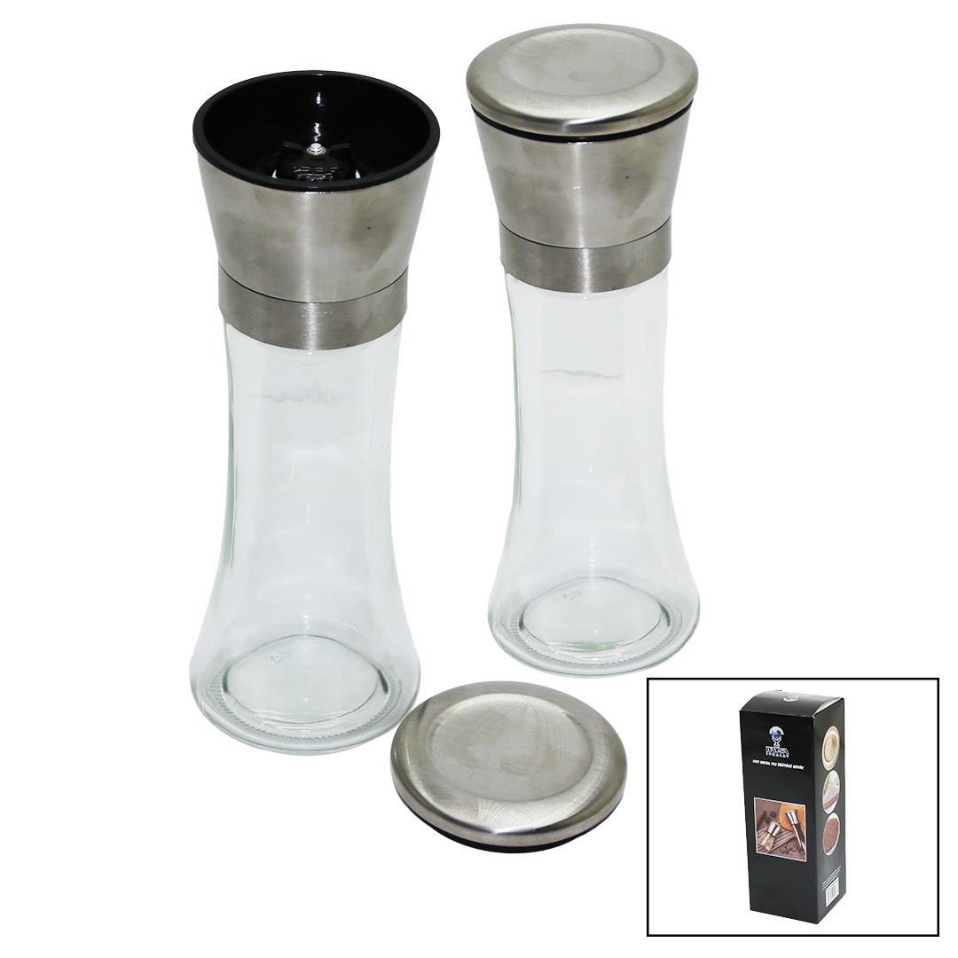 Glass Reservoir Metal Lid Large Salt & Spice Grinder (5563)