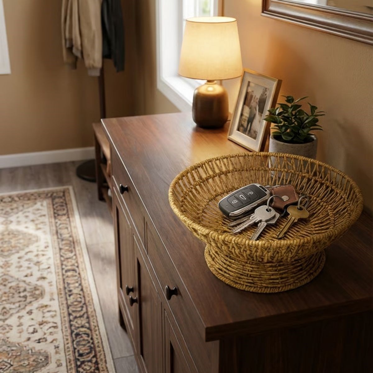 25 cm Plastik Rattan Servis Çanağı – Doğal Hasır Görünümlü Dekoratif Meyve, Ekmek ve Sunum Kasesi (5563) #4