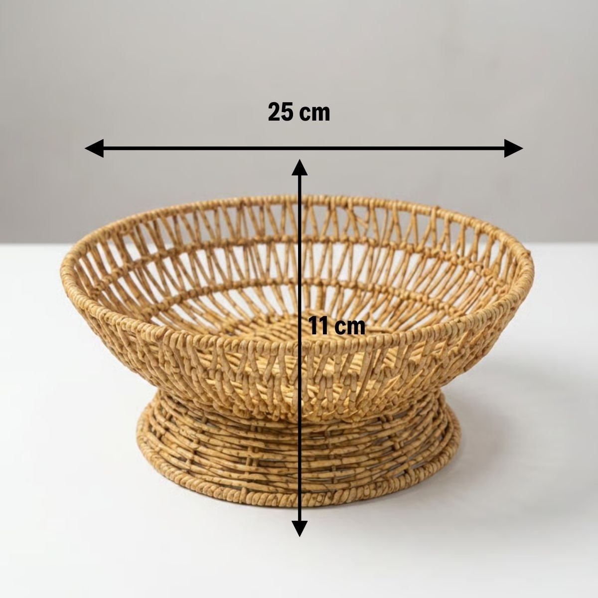 25 cm Plastik Rattan Servis Çanağı – Doğal Hasır Görünümlü Dekoratif Meyve, Ekmek ve Sunum Kasesi (5563) #5