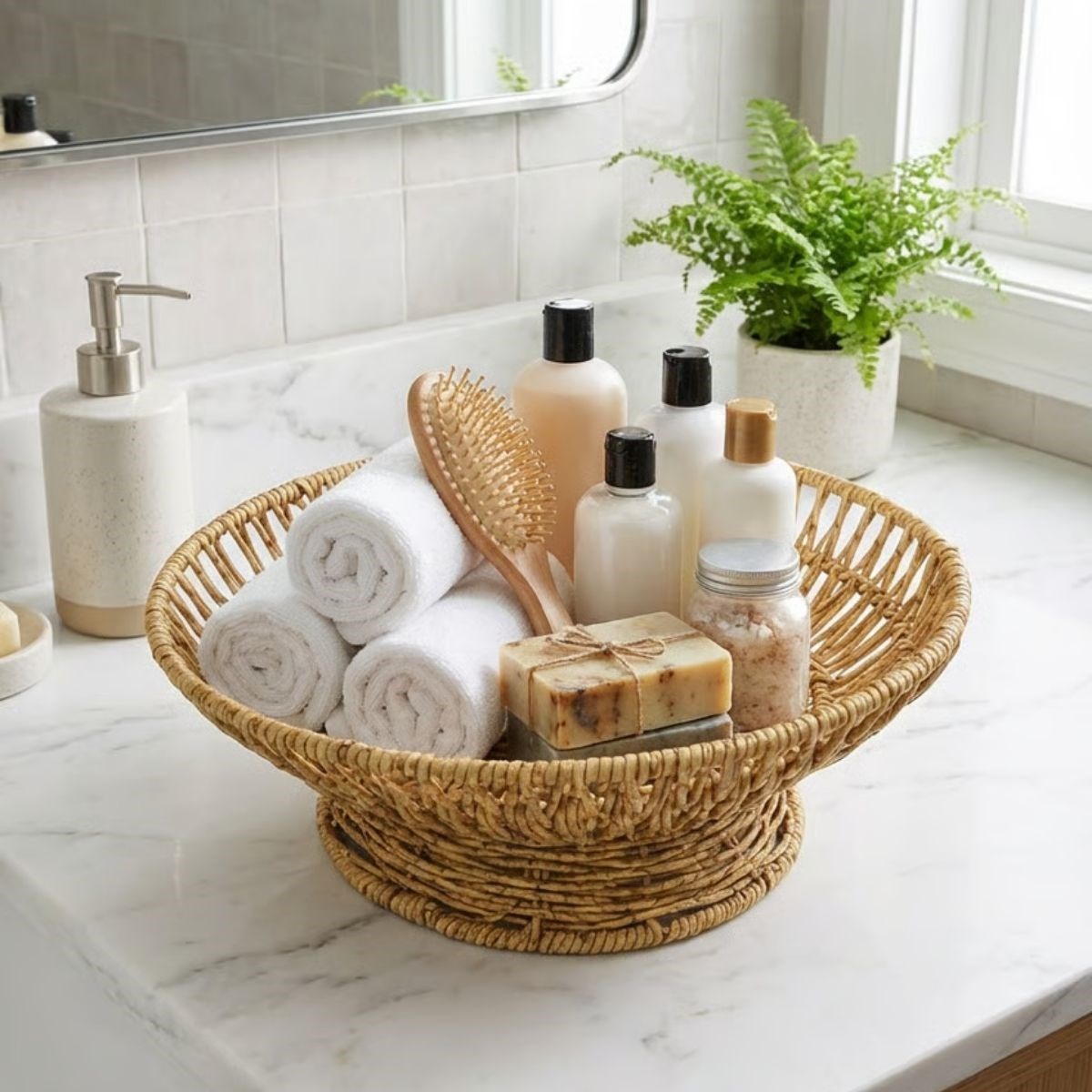 28 cm Kunststoff-Rattanschale – Natürliches Flechtwerk-Design Deko Obst-, Brot- und Servierschale (5563) #2