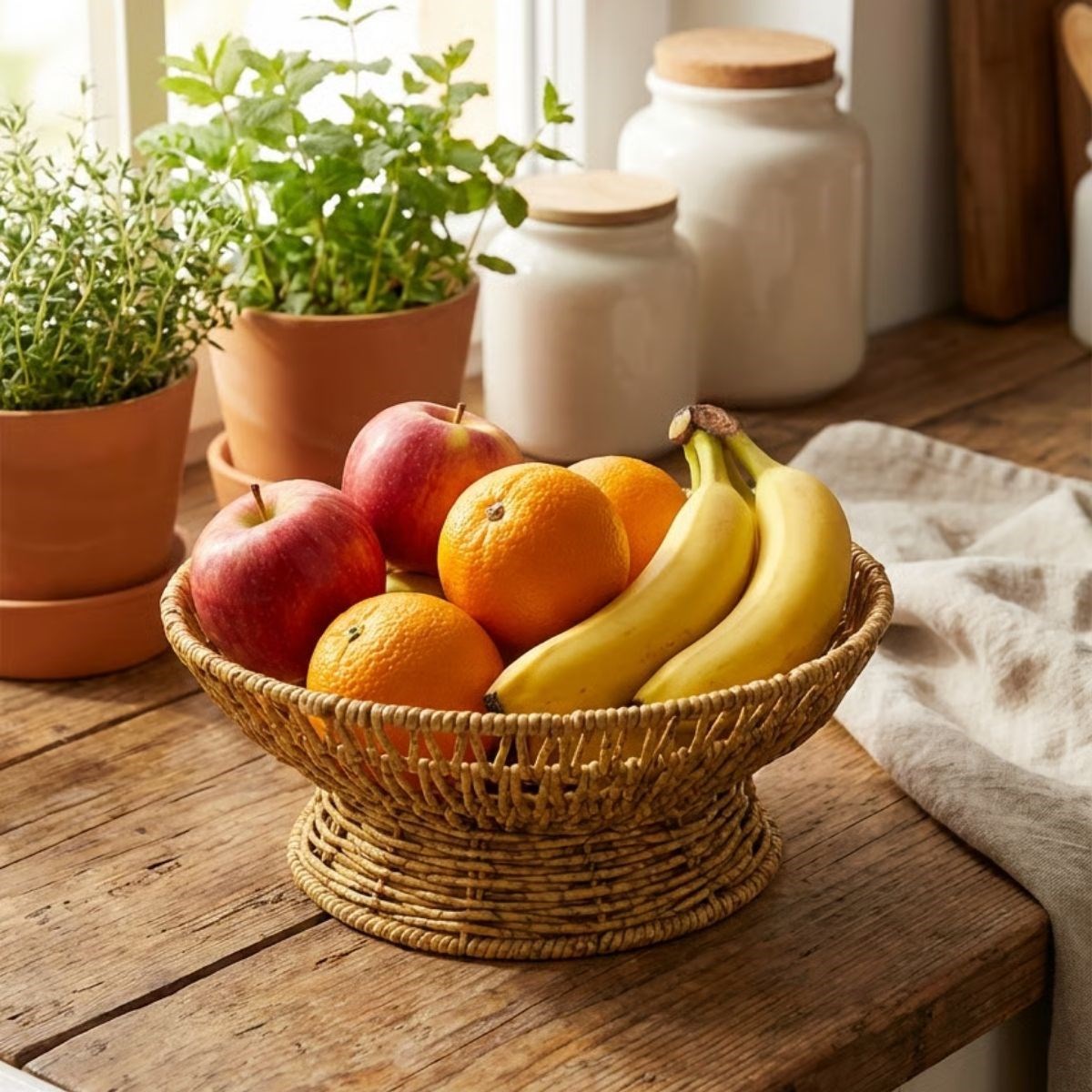 28 cm Kunststoff-Rattanschale – Natürliches Flechtwerk-Design Deko Obst-, Brot- und Servierschale (5563) #3