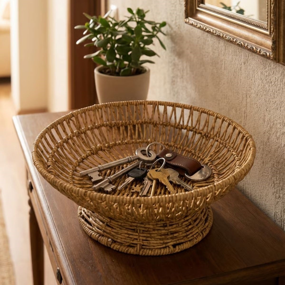 28 cm Kunststoff-Rattanschale – Natürliches Flechtwerk-Design Deko Obst-, Brot- und Servierschale (5563) #4