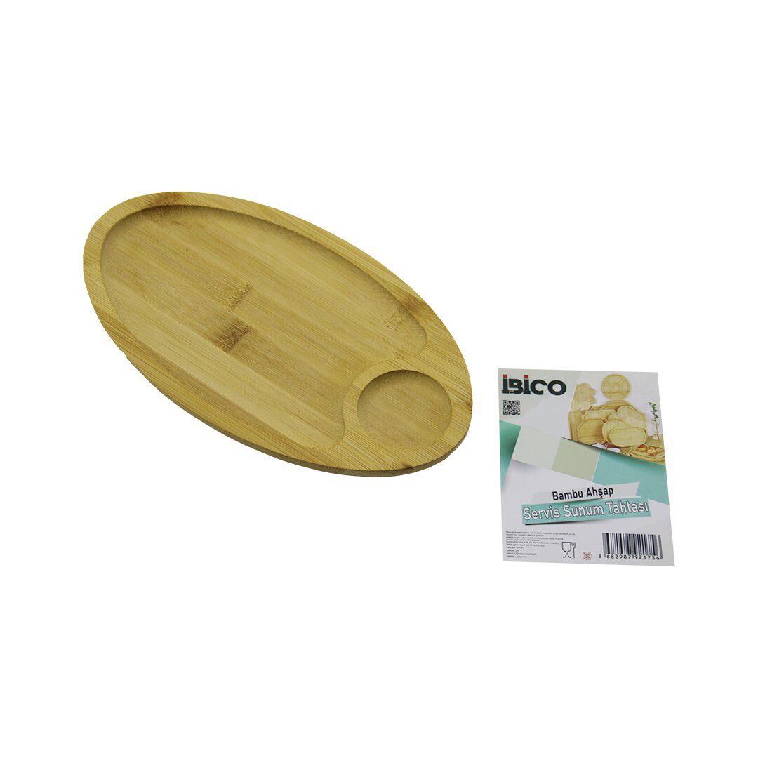 Oval 2-Compartment Bamboo Wood Serving Tray - Mini Board 25