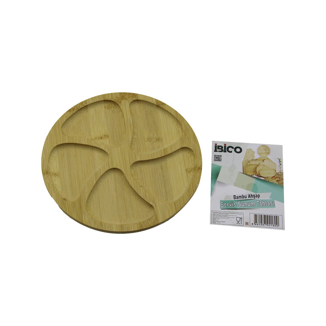 Round 5-Compartment Bamboo Wood Serving Tray - Board 20 x 1.4CM (5563) #2