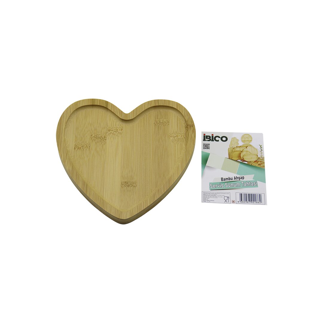 Heart-Shaped Wooden Bamboo Serving Tray Board 20.5 x 19.5 x
