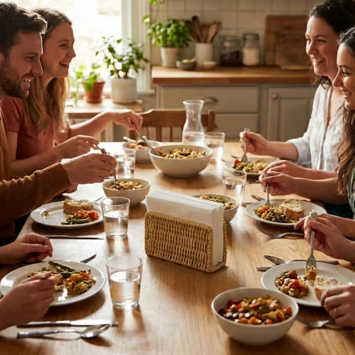 Dekorativer Kunststoff-Rattan Rechteck Servietten halter – Natürliche Flechtoptik Tischständer (5563) #4