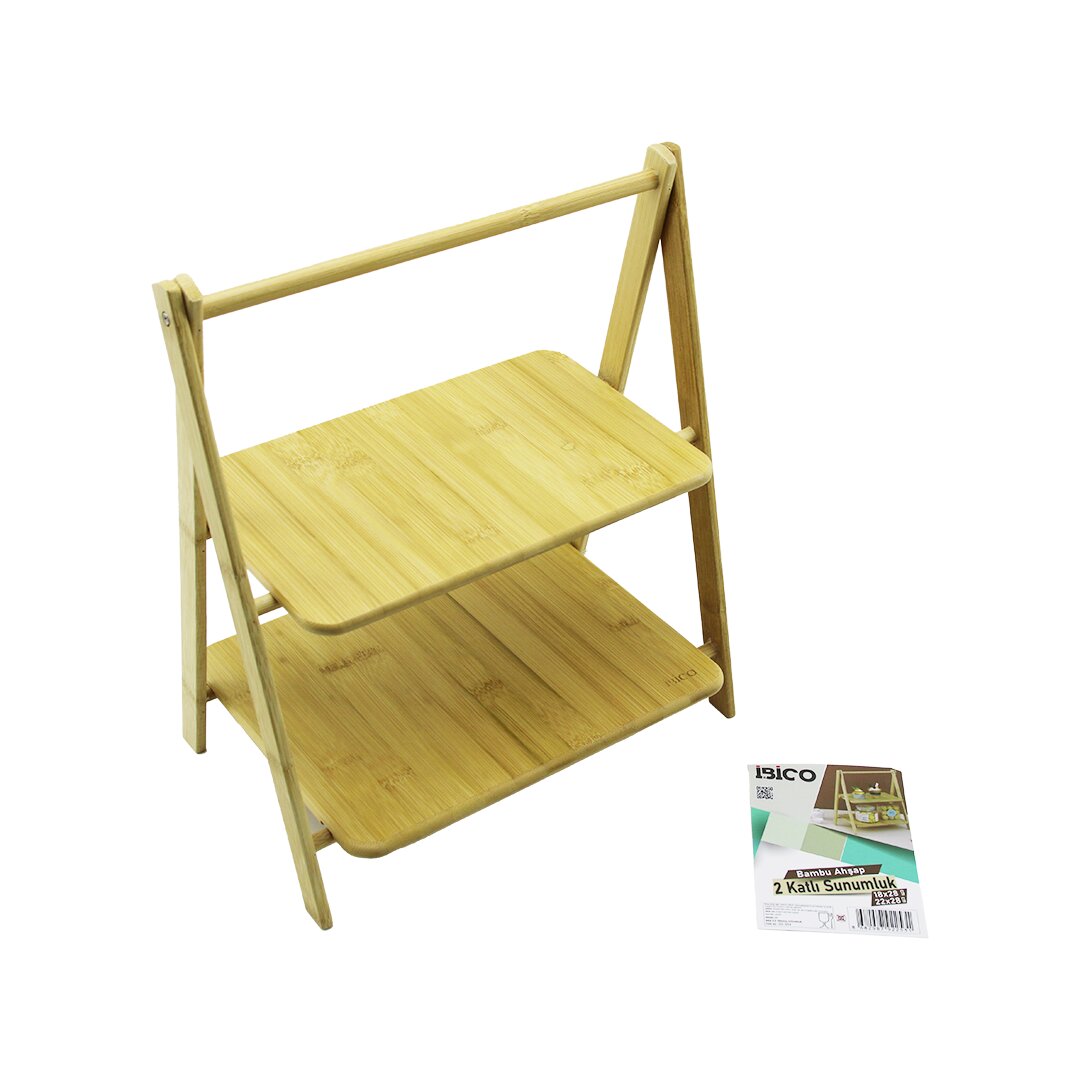 STAND - AYAKLI  2 KATLI AHŞAP - BAMBU SERVİS SUNUM TAHTASI 1