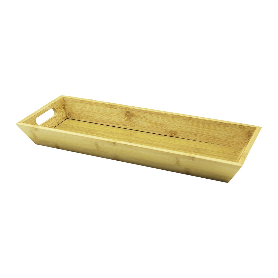 DİKDÖRTGEN ÇİFT KULPLU AHŞAP BAMBU SUNUM TEPSİSİ =16X40CM -